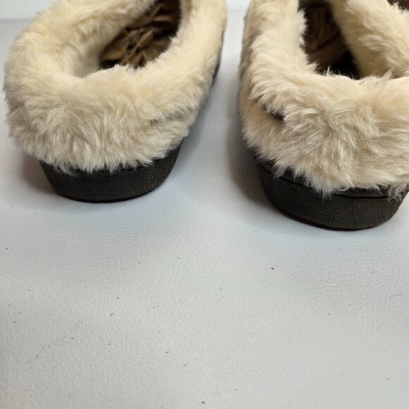 Clarks Women's Brown Suede Anabelle Faux Fur Lining Slippers Sz 8 - Picture 5 of 7